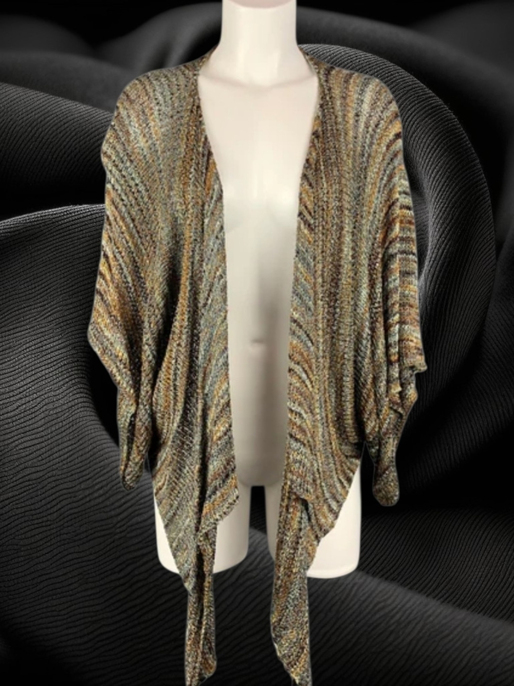 Lightweight Open-Front Tunic Cardigan in Mixed Brown Tones